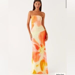 Peppermayo Iroha strapless maxi dress- mimosa blossom